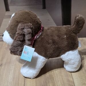 Hug Me Brown & White Stuffed Heard Pink Bandana Brown and White Plush Dog